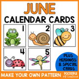 June Calendar Numbers - Pocket Chart Calendar Cards