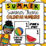 June Calendar Numbers | Summer Calendar Numbers | July Cal