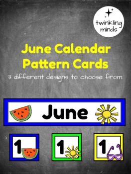 June Calendar Pattern Cards by Twinkling Minds | TPT