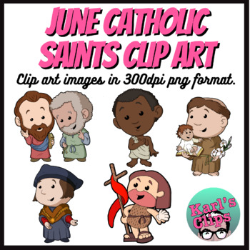 Preview of June Catholic Saints Feast Days Clip Art Grades K,1,2,3