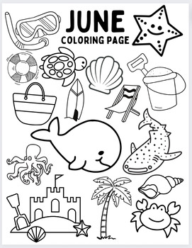 June Coloring Pages | Summer School | Ocean/Beach | Morning Work ...