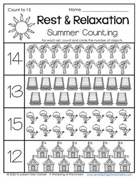 June Counting Worksheets for Kindergarten by A Wellspring of Worksheets