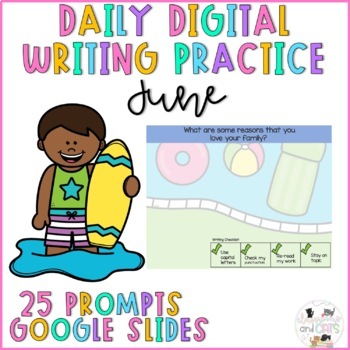 Preview of June Daily Prompts | Digital Prompts Google Slides Summer School End of Year