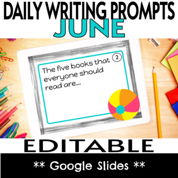 Preview of June Daily Writing Prompts & Task Cards