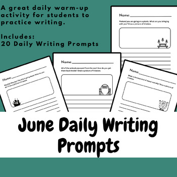 June Daily Writing Prompts/Warm-Ups by Bright Ideas Boutique | TPT