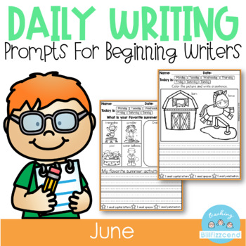 Preview of June Daily Writing Prompts (Summer Writing Activities)