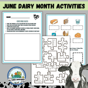 Preview of June Dairy Month Lesson Plan: Fun End of the Year Activities & Cool Cow Crown