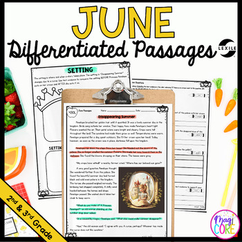 Preview of June Differentiated Reading Comprehension Lexile Passages 2nd & 3rd Grade Summer