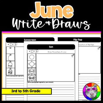 Preview of June Directed Drawing and Writing Worksheets Write & Draws 3rd-5th Grade