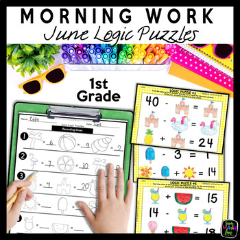 Preview of Summer Brain Teasers Fun Worksheets June Morning Work 1st Grade Activities