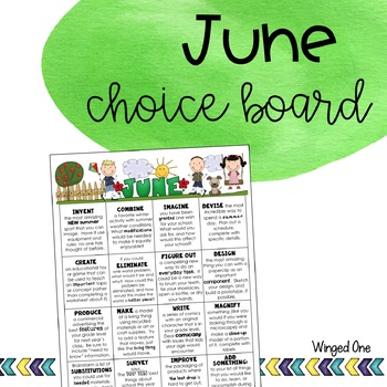 Preview of June Early Finishers Choice Board