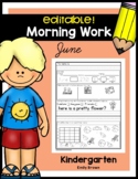 June Editable Morning Work • Kindergarten Spiral Review