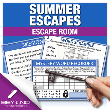 Preview of Summer Escape Room - June End of Year Activities - 4-6th Gr., Special Education