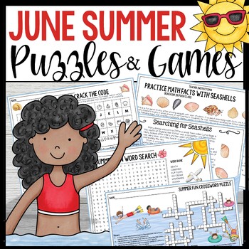 Preview of June End of Year Summer Word Search Puzzles After Testing Activities