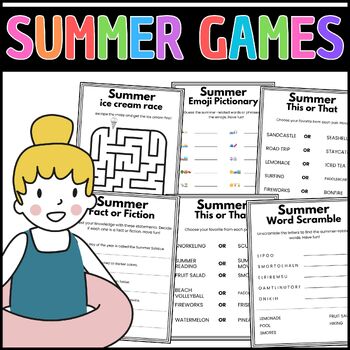 June End of the year Family Summer Game fun packet| last day | maze ...