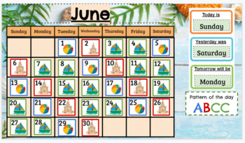 Preview of June English Google Slide Calendar