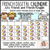June FRENCH & English Interactive Calendar | Back to Schoo