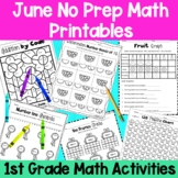 June First Grade No Prep Math Worksheet Packet + TpT EASEL