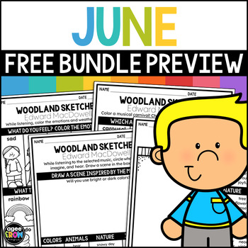 Preview of June Free Bundle Preview | Mindful Listening, Weather, Carnival, Coloring