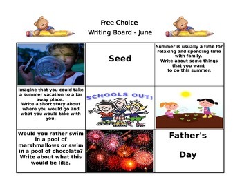 Preview of June Free Choice Writing Board