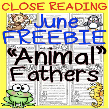 Preview of June Freebie "Animal Fathers" Leveled Passages Google Slides™ & PDFs