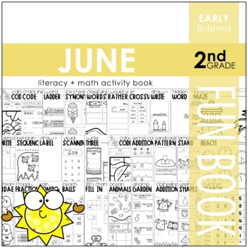 Preview of June Fun Book - NO PREP Literacy + Math Skillbuilders (2nd Grade)