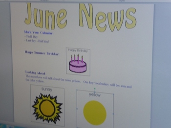 Preview of June Interactive Newsletter with Boardmaker Symbols and Sign Language