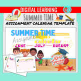 June July August Summer Assignments Calendar Template | Google Classroom