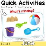 June Speech Therapy Quick Activities for Kinder & First wi