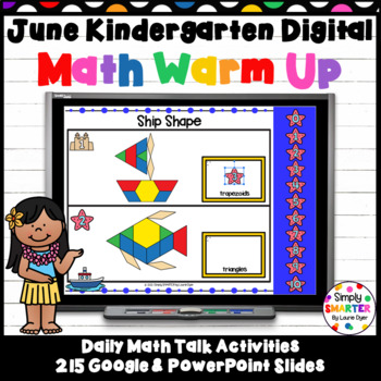 Preview of June Kindergarten Digital Math Warm Up For GOOGLE SLIDES