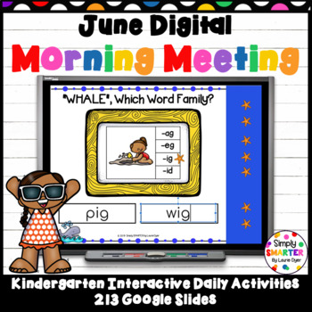 Preview of June Kindergarten Digital Morning Meeting For GOOGLE SLIDES