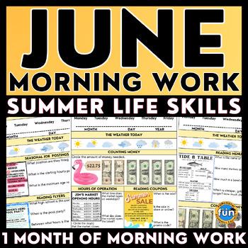 Preview of June Morning Work - Summer Life Skills - Special Education Worksheets