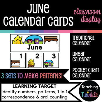 Preview of June Linear Calendar Cards