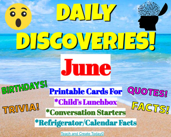 Preview of June Lunch Box Note Cards Daily Conversation Topics  2nd 3rd 4th 5th Grade