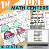 June Math Centers & Activities for 1st Grade - Printable &