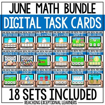 Preview of June Math Digital Task Cards