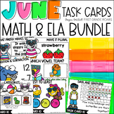 June Math & ELA Task Card Activities Centers, Scoot, Fast 