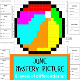 June Math Mystery Picture -addition, subtraction, multipli