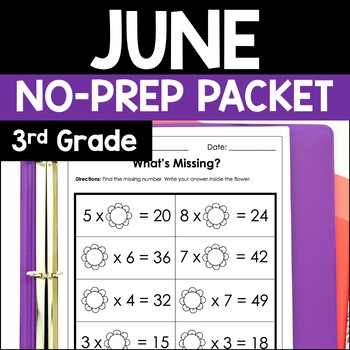 Preview of June Math & Reading Packet | 3rd Grade Summer Activities | Polygons & Prefixes