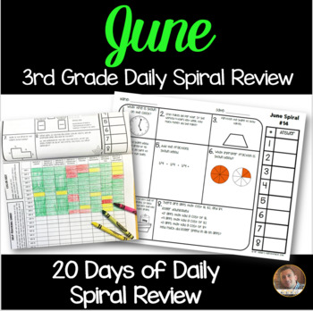 Preview of June Math Spiral Review: Daily Math for 3rd Grade (Print and Go)