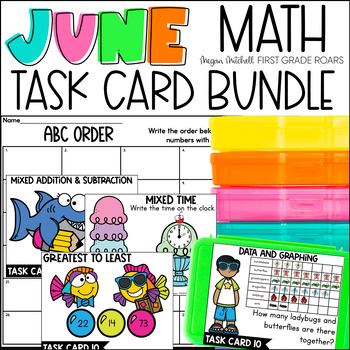 Preview of June Math Task Card Activities Centers, Scoot, Fast Finishers, & Morning Tubs