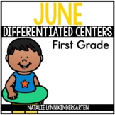 June Math and Literacy Centers for 1st Grade Summer Differ