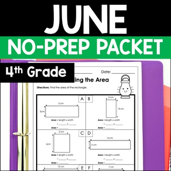 Preview of June Math and Reading Packet | 4th Grade Summer Review Activities