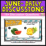 June Morning Meeting Questions - Google Slides & PowerPoin