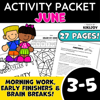 Preview of June Morning Work- Fast Finisher No Prep Independent Activity Packet 3rd-5th