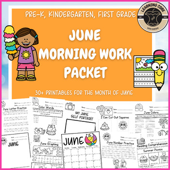 Preview of June Morning Work Packet Summer PreK Kindergarten First Grade TK UTK Special Ed