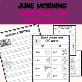 June Morning Work for Kindergarten Summer Review Practice Packet