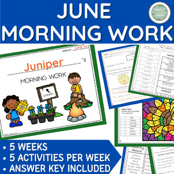 Preview of June Morning Work or Early Finishers - Print and Go - 5 Weeks - 3rd - 4th Grade
