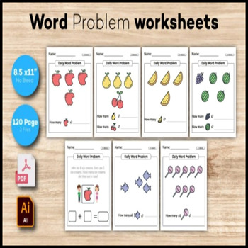 Preview of June Morning Worksheet for Kindergarten - Word Problem Worksheet - End of Year