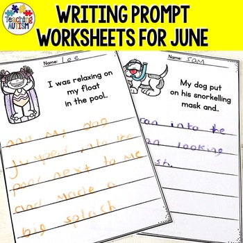 Writing Prompts with Pictures for June by Teaching Autism | TpT
